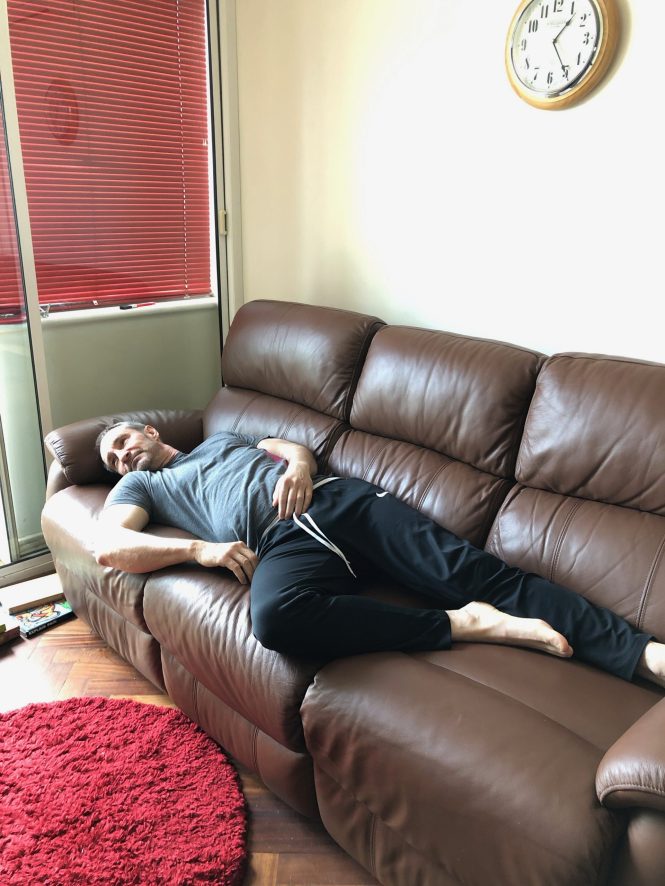 slumping on the couch