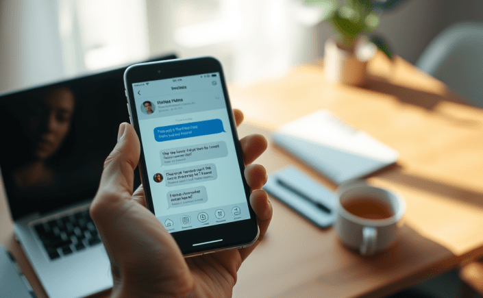 a mobile phone sending a text